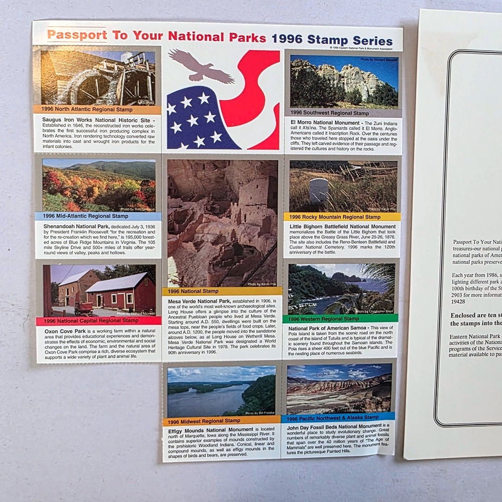Passport To Your National Parks 1996 Stamp Series NPS Regional Set Missing 1 Vtg